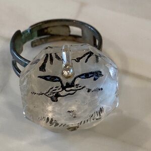 Juliette Ramade Hand Painted White Cat Ring OS